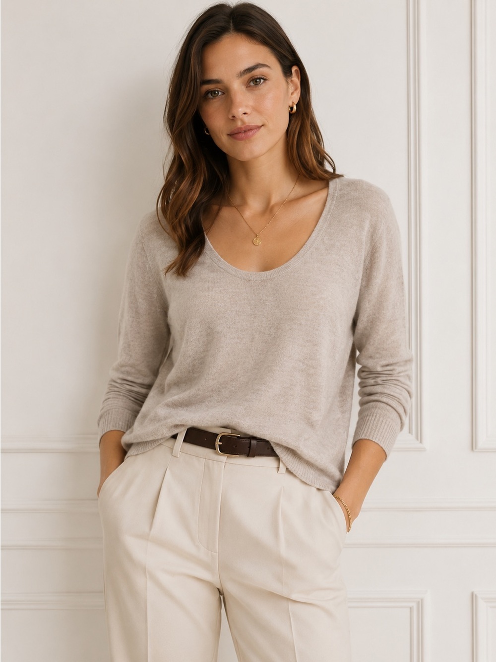 Madewell Oatmeal Beige Scoop Neck Long Sleeve Merino Wool Sweater Size XS